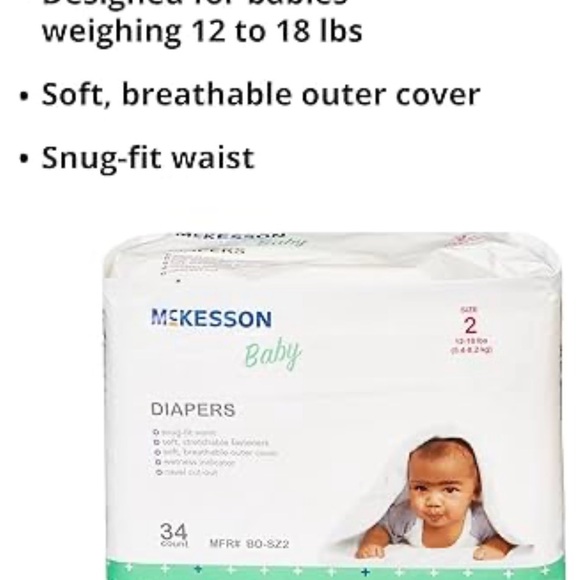 McKesson Baby Baby Diaper Size 2 12 to 18 lbs. 34 Ct Lot Of 2 - Picture 10 of 10